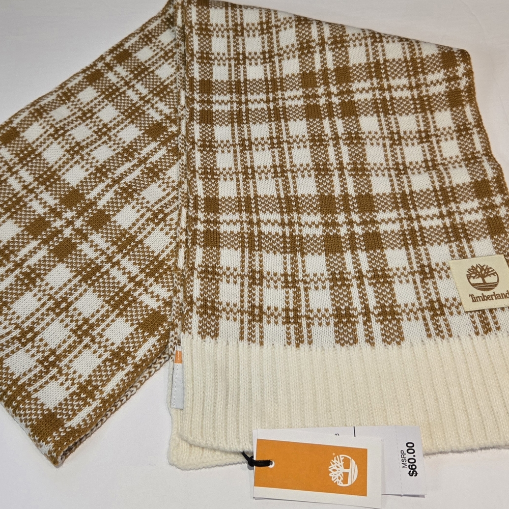 Timberland Plaid Knit Scarf NWT